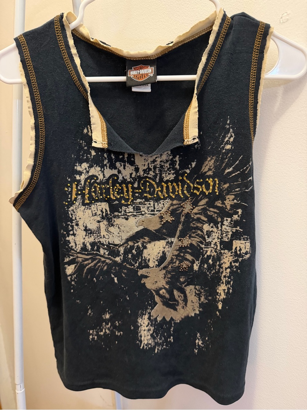 Harley-Davidson Black Tank with Tan Graphic Accents